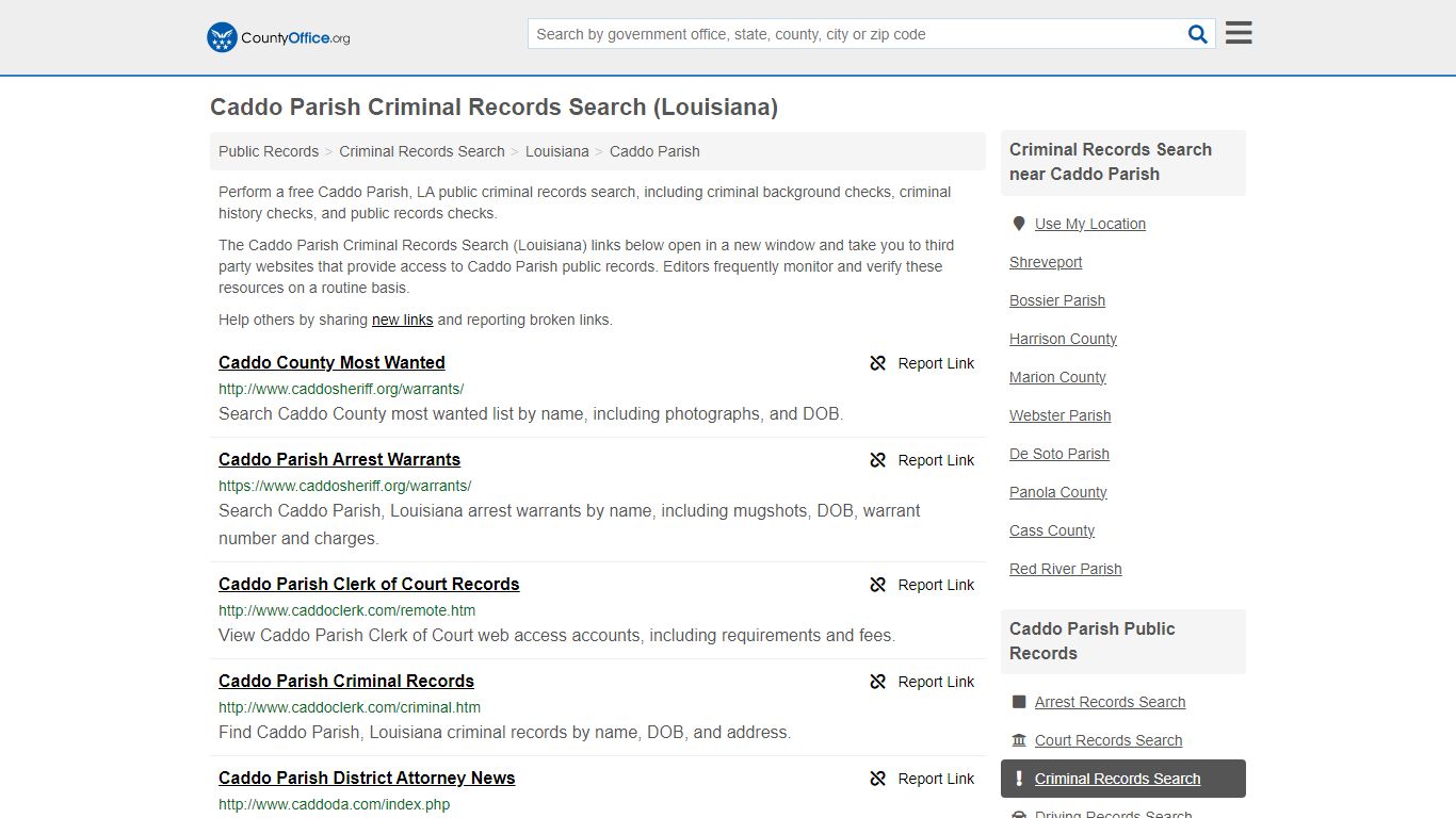 Caddo Parish Criminal Records Search (Louisiana) - County Office