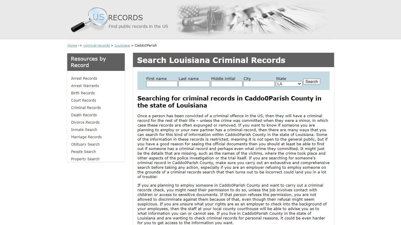 Search Criminal Records Caddo Parish Louisiana | US Records